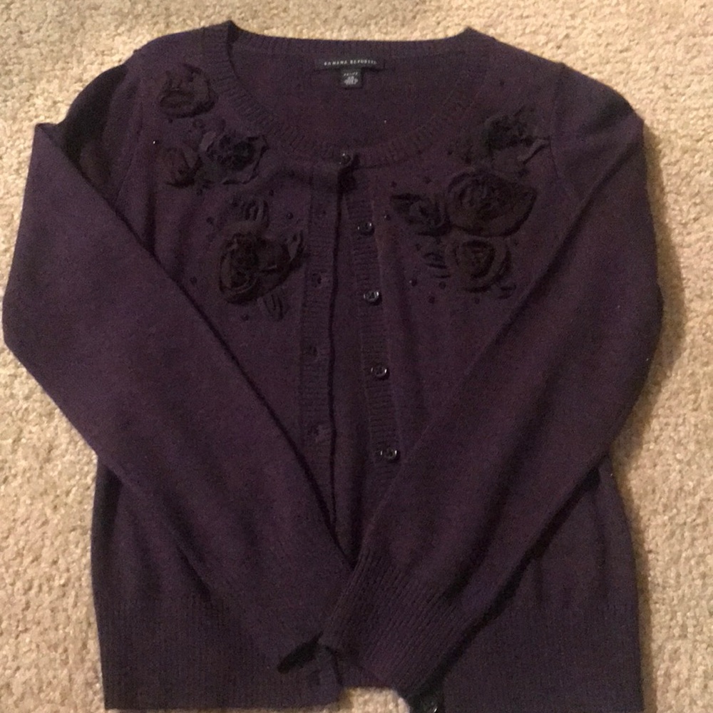 Purple Banana Republic Merino Wool cardigan